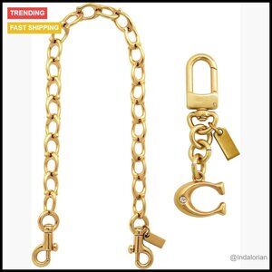 Gold Finish Bag Chain Charm with 3D Letter C Charm for Handbags
